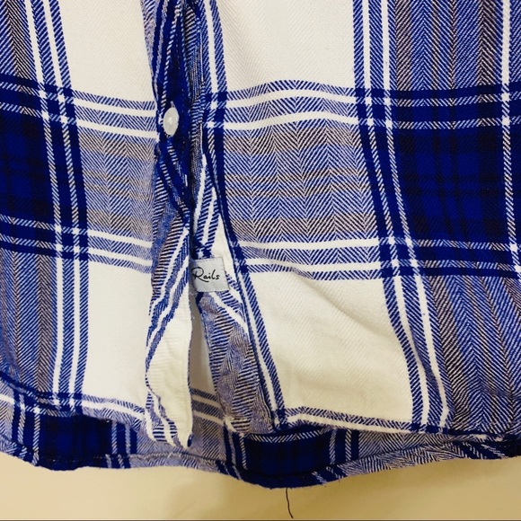 Rails Long Hunter Sleeve Button Down Cobalt/Whiter - Picture 3 of 8